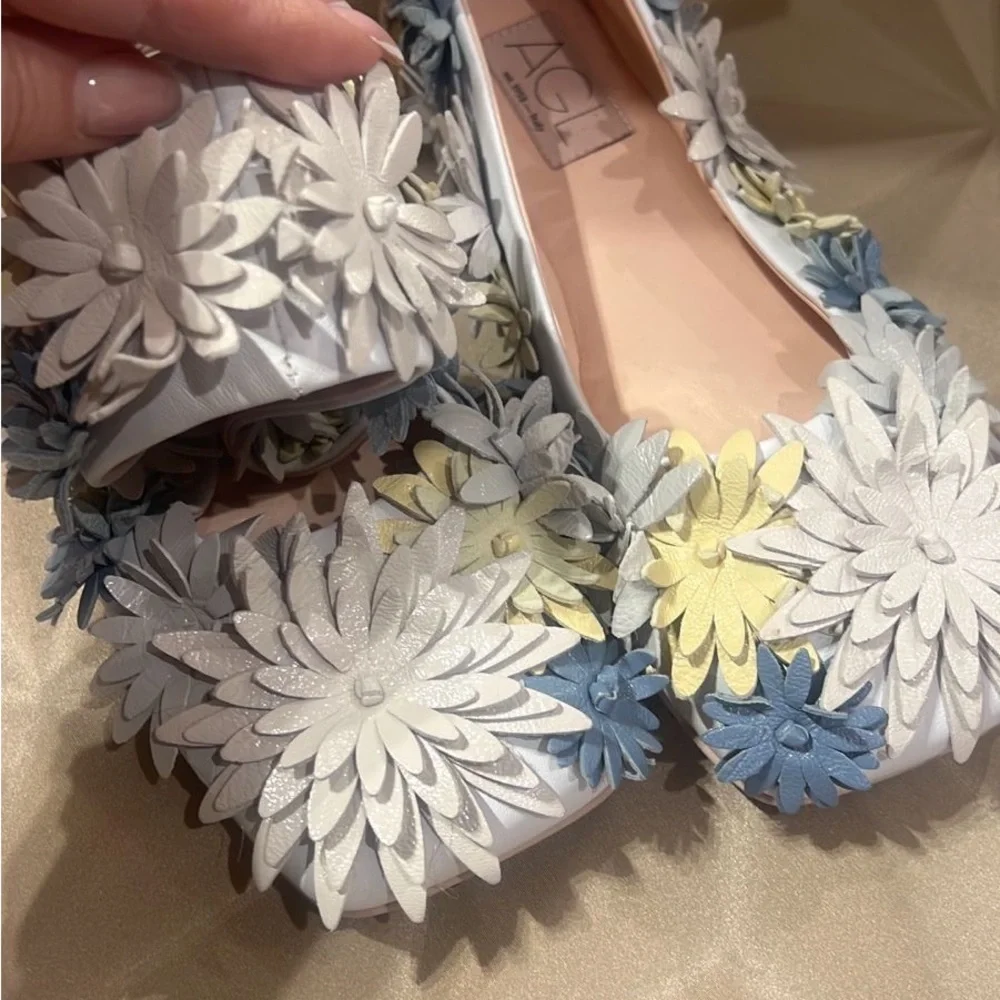 NWT AGL Leather Flower Ballerina Flats – Sizes EU 36 - Picture 4 of 8